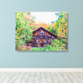 Alter Stall im Herbst Leinwanddruck (Insitu (Holzboden))