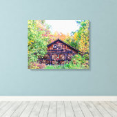 Alter Stall im Herbst Leinwanddruck (Insitu (Holzboden))