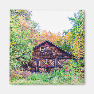 Alter Stall im Herbst Magnet