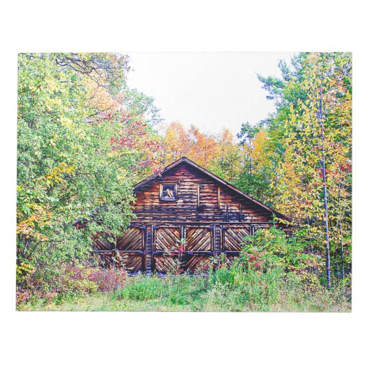 Alter Stall im Herbst Notizblock (Vorderseite)
