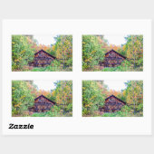 Alter Stall im Herbst Rechteckiger Aufkleber (Blatt)