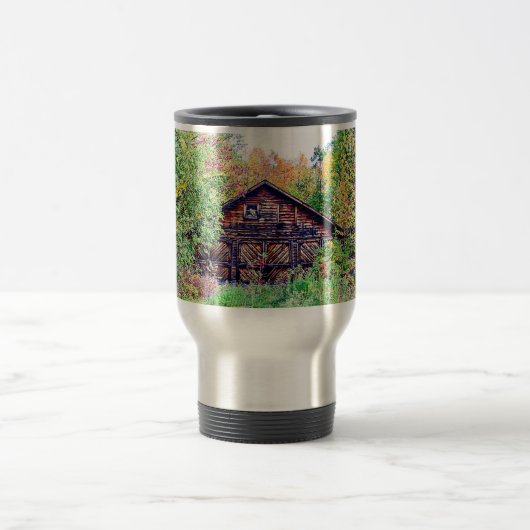 Alter Stall im Herbst Reisebecher (Mittel)