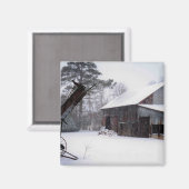 Alter Stall im Schnee-Ländlichen Winter Foto Magnet (Vorderseite/Rückseite)