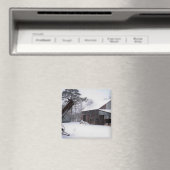 Alter Stall im Schnee-Ländlichen Winter Foto Magnet (In Situ (Geschirrspüler))