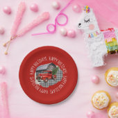 Alter Stall mit rotem LKW 7" Rundpapier Pappteller (Party)