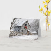 Alter Stall mit Weihnachtskranz Karte (Gelbe Blume)