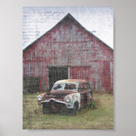 Alter Stall und Abandoned Car Poster