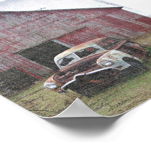 Alter Stall und Abandoned Car Poster (Ecke)
