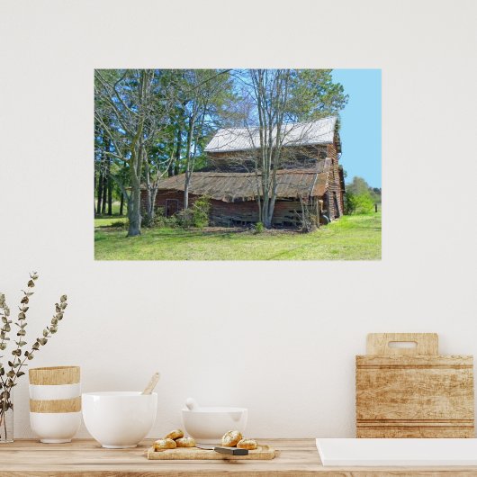 Alter Stall und Traktor Poster (Küche)