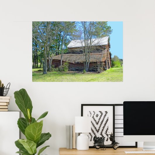 Alter Stall und Traktor Poster (Heimbüro)