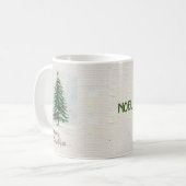 Alter Stil Wasserfarbe Weihnachtsbaum im Schnee Kaffeetasse (Vorderseite Links)