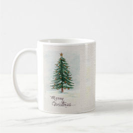 Alter Stil Wasserfarbe Weihnachtsbaum im Schnee Kaffeetasse