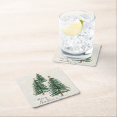 Alter Stil Wasserfarbe Weihnachtsbaum im Schnee  Rechteckiger Pappuntersetzer (Vor Ort)