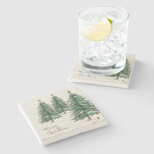 Alter Stil Wasserfarbe Weihnachtsbaum im Schnee