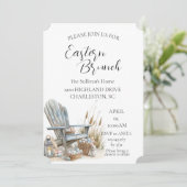 Alter Stuhl mit Eiern Osterbrunch Einladung (Stehend Vorderseite)