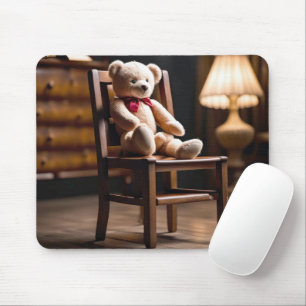 Alter Teddybär auf einem Stuhl Mousepad