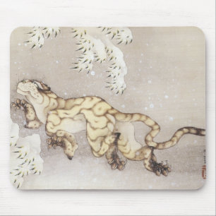 Alter Tiger im Schnee, Hokusai, 1849 Mousepad