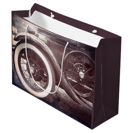 Alter Timer-antikes Auto Große Geschenktüte (Vorderseite Schrägansicht)