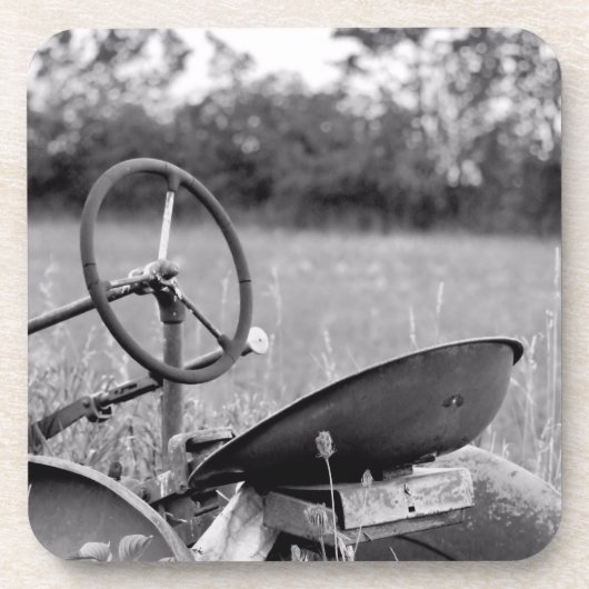 Alter Traktor für Langgras Getränkeuntersetzer (Vorderseite)