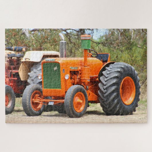 Alter Traktor, orange und grün Puzzle (Horizontal)