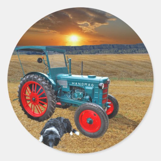 Alter Traktor Runder Aufkleber (Vorderseite)