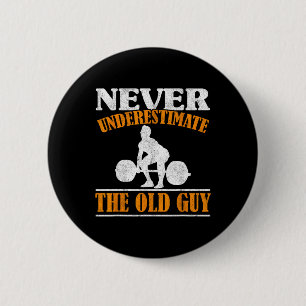 Alter Typ Bodybuilding Opa Gym Großvater Wiegen Button