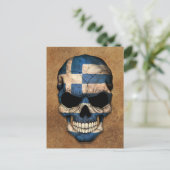 Alter und abgenutzter griechischer Flaggenschädel Postkarte (Stehend Vorderseite)