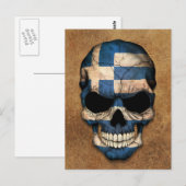 Alter und abgenutzter griechischer Flaggenschädel Postkarte (Vorne/Hinten)