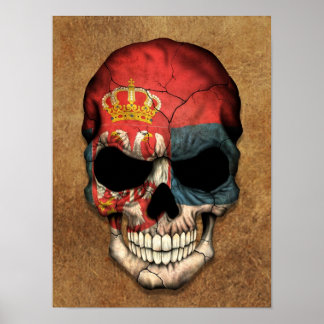 Alter und abgenutzter serbischer Flaggenschädel Poster