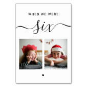 Alter und Foto. Schwarzweißskripthochzeit Tischnummer (Vorderseite)