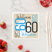 Alter und Name 60. Geburtstag Blue Beige Serviette (Beispiel)