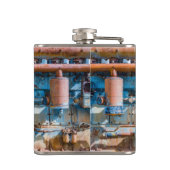 Alter und rostiger Atlas Imperial Diesel Motor in Flachmann (Rückseite)