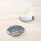 Alter und rostiger Atlas Imperial Diesel Motor in Getränkeuntersetzer (Seite)