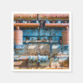 Alter und rostiger Atlas Imperial Diesel Motor in Serviette (Vorderseite)