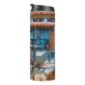 Alter und rostiger Atlas Imperial Diesel Motor in  Thermosbecher (Nach rechts gedreht)