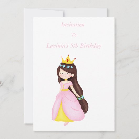 Alter und Text/Zurück Anpassbare Prinzessin Geburt Einladung (Vorderseite)