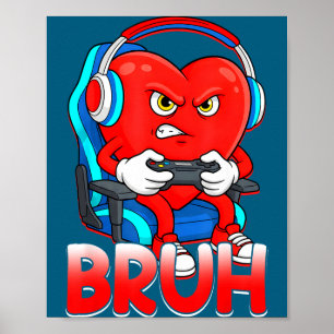 Alter Valentinstag Herz Gamer Videospiel Jungen Poster