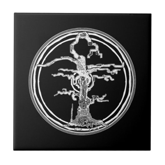 Alter verwitterter Baum Fliese (Vorderseite)