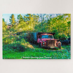 Alter Vintage-LKW Vermont.Weihnachtsgrüße Puzzles