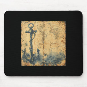 Alter Vintage-Nautik-Piraten-Segelschiff-Anker-See Mousepad