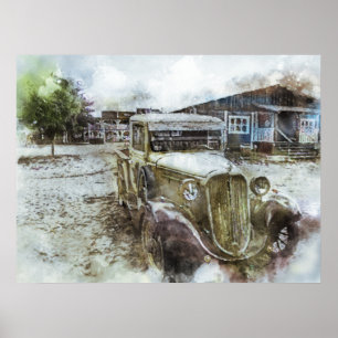 Alter Vintage Stadt LKW Poster
