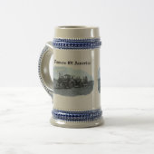 Alter Vintager Traktorpflügende Stein-Tasse Bierglas (Vorderseite Links)