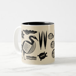 Alter Vogel, Schildkröte, Gras, Aquarellcreme Zweifarbige Tasse
