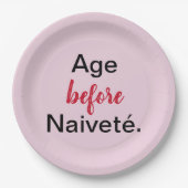 Alter vor Naivete in rosa Papierplatte Pappteller (Vorderseite)