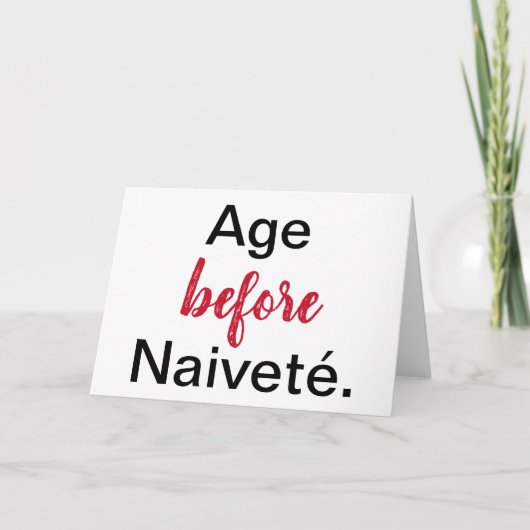 Alter vor Naivete Karte (Vorderseite)