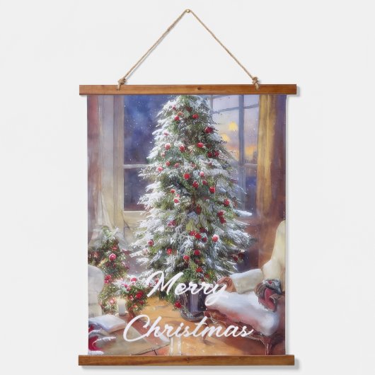 Alter Weihnachtsbaum Wandteppich Mit Holzrahmen (Vorderseite)