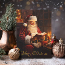Alter Weihnachtsmann beim Lesen eines Buches