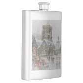 Alter Weihnachtsmann mit Kindern vor einer Kirche Flachmann (Rechts)