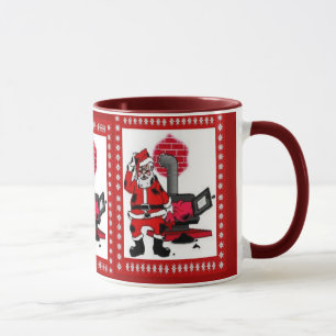 Alter Weihnachtsmann und Heizplatte eines Kohleofe Tasse