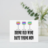 ALTER WEIN GETRÄNKEN - DATUM JUNGE MÄNNER POSTKARTE (Stehend Vorderseite)